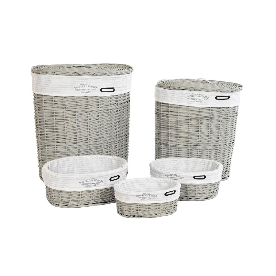 Set of Baskets DKD Home Decor Grey Polyester wicker (51 x 37 x 56 cm)