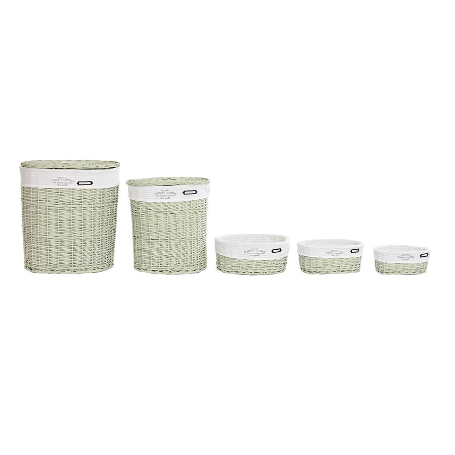 Set of Baskets DKD Home Decor Polyester Green wicker (51 x 37 x 56 cm)