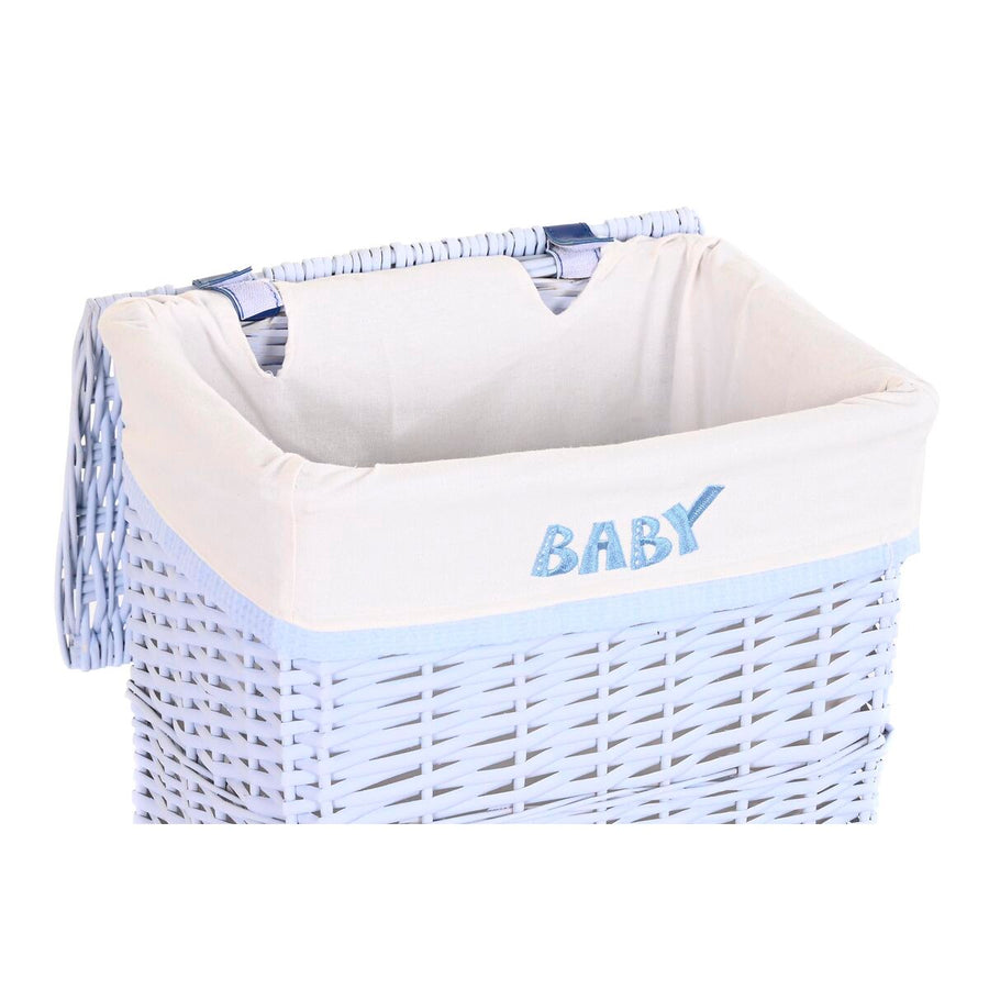 Set of Baskets DKD Home Decor Blue Polyester Children's wicker (44 x 34 x 56 cm)