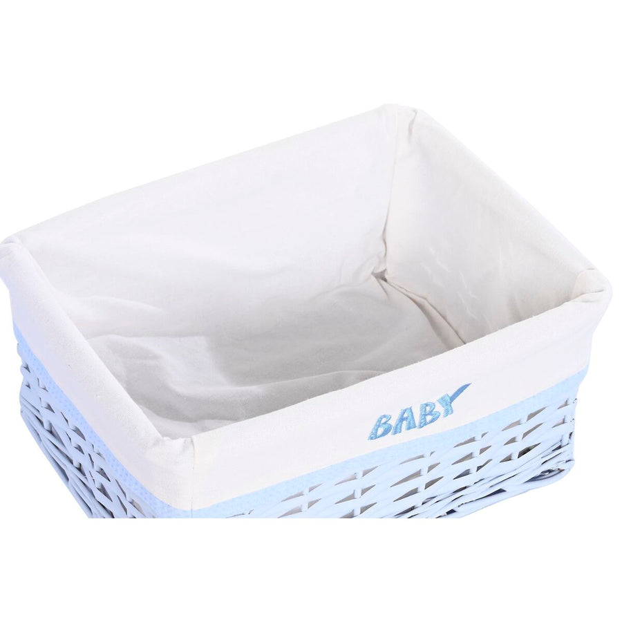 Set of Baskets DKD Home Decor Blue Polyester Children's wicker (44 x 34 x 56 cm)