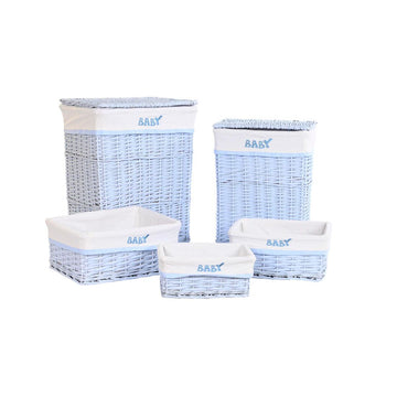 Set of Baskets DKD Home Decor Blue Polyester Children's wicker (44 x 34 x 56 cm)