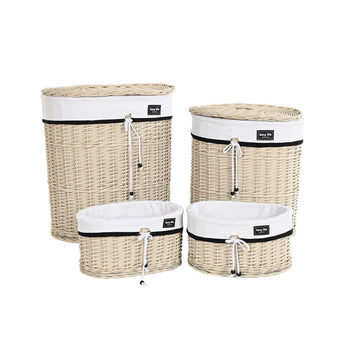 Set of Baskets DKD Home Decor 51 x 38 x 58 cm Beige Polyester White wicker