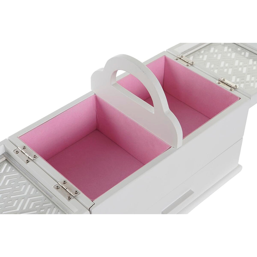 Jewelry box DKD Home Decor Crystal White Light Pink MDF Wood 30 x 17 x 24 cm