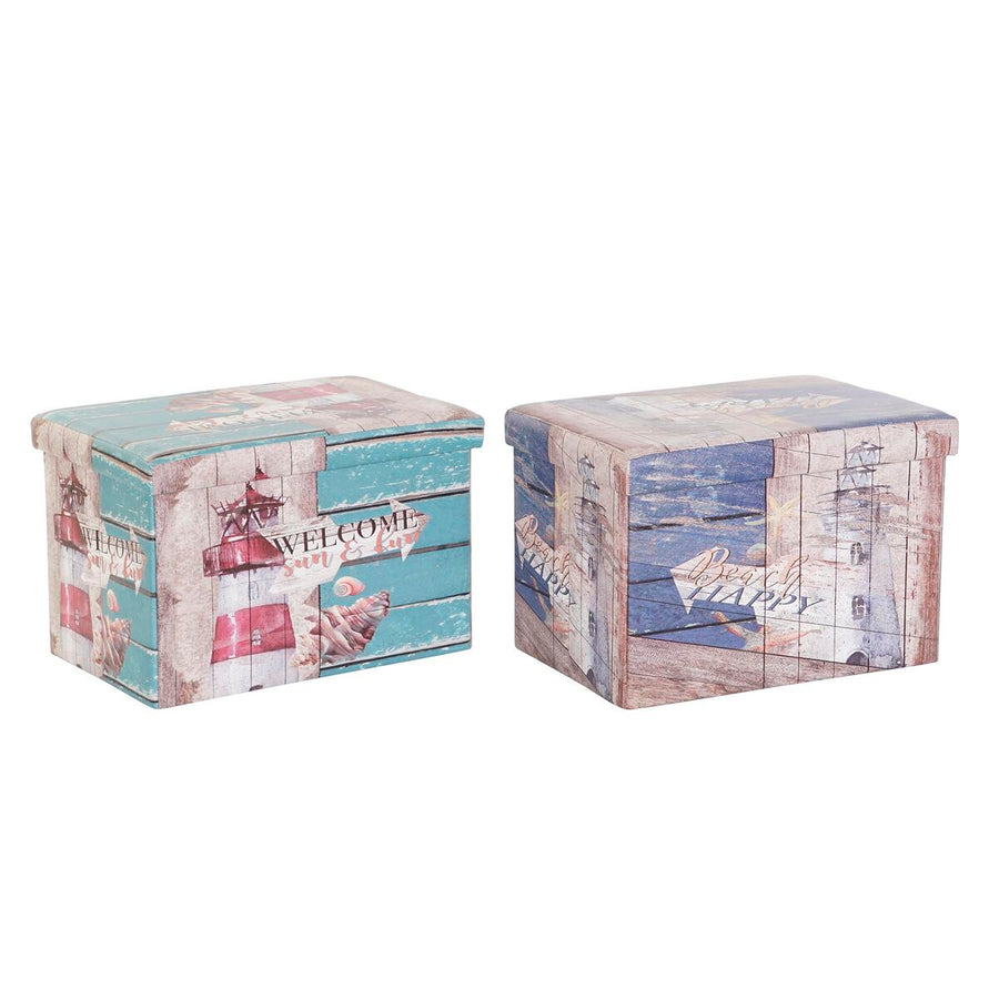 Multi-use Box DKD Home Decor 59 x 40 x 40 cm Polyurethane Multicolour Cardboard Mediterranean (2 Units)