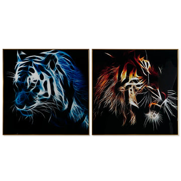 Painting DKD Home Decor Tiger 80 x 3 x 80 cm Modern (2 Units)