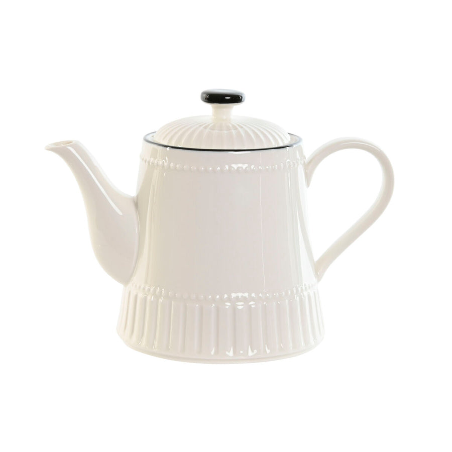 Teapot Home ESPRIT White Black Porcelain 1 L