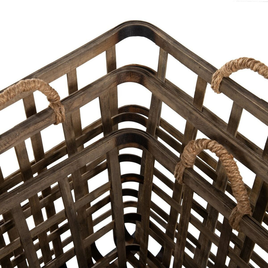 Set of Baskets 42 x 42 x 37 cm Natural Bamboo (3 Pieces)