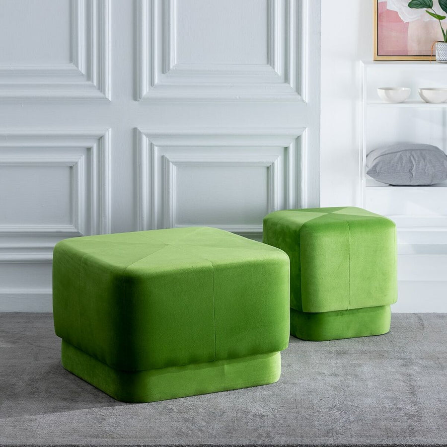 Pouffe Synthetic Fabric Wood 40 x 40 x 40 cm Green