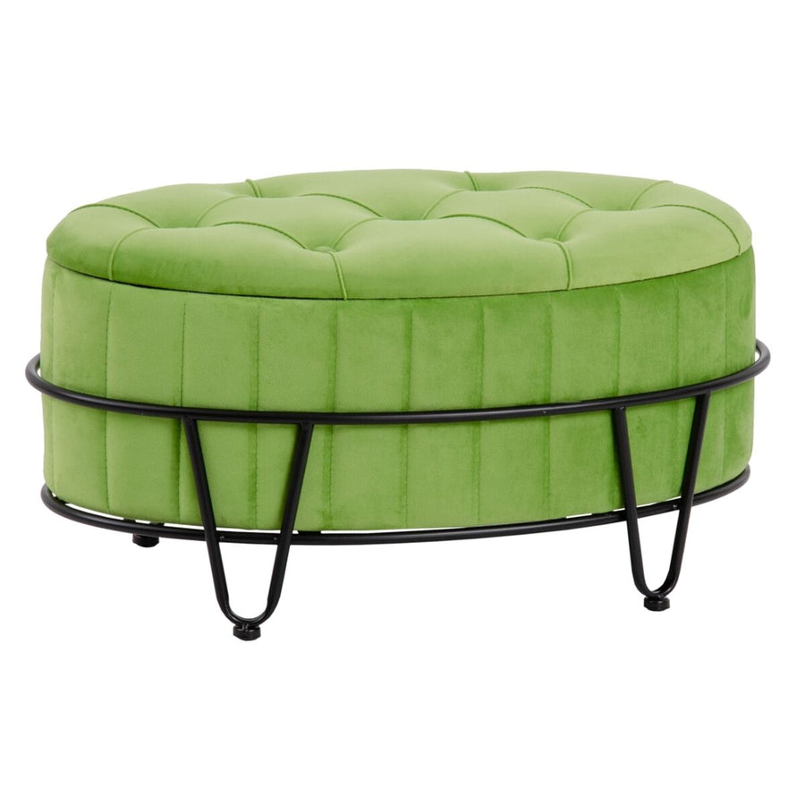 Pouffe 80 x 80 x 46 cm Synthetic Fabric Metal Green