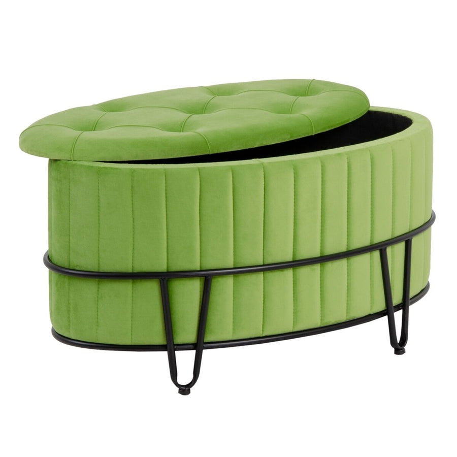 Pouffe 80 x 80 x 46 cm Synthetic Fabric Metal Green