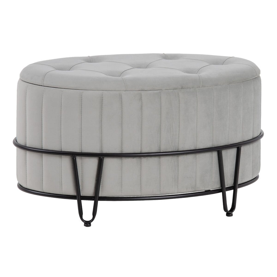 Pouffe 80 x 80 x 46 cm Synthetic Fabric Grey Metal