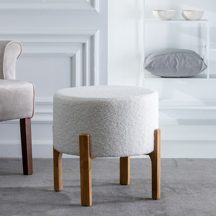 Pouffe Synthetic Fabric Beige Wood 46 x 46 x 46 cm