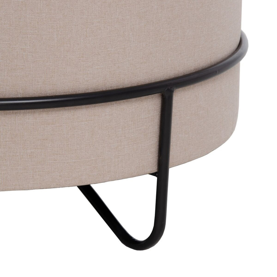 Pouffe 63 x 63 x 41 cm Synthetic Fabric Beige Metal