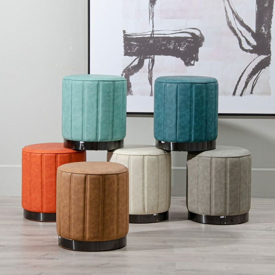 Pouffe Blue Synthetic Leather 38 x 38 x 42 cm DMF