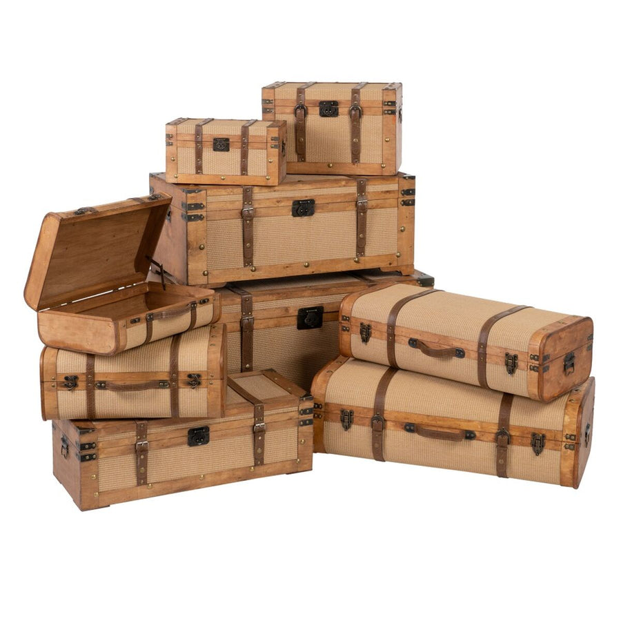 Set of Chests 80 x 41,5 x 25 cm Synthetic Fabric Wood (2 Pieces)