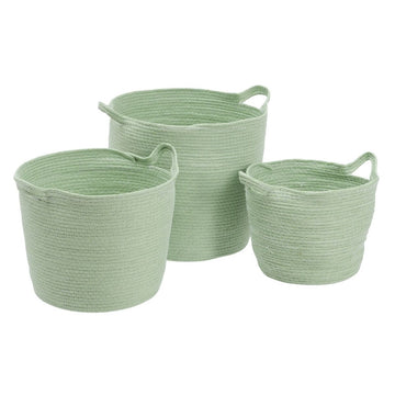 Set of Baskets Rope 33 x 33 x 38 cm Light Green (3 Pieces)