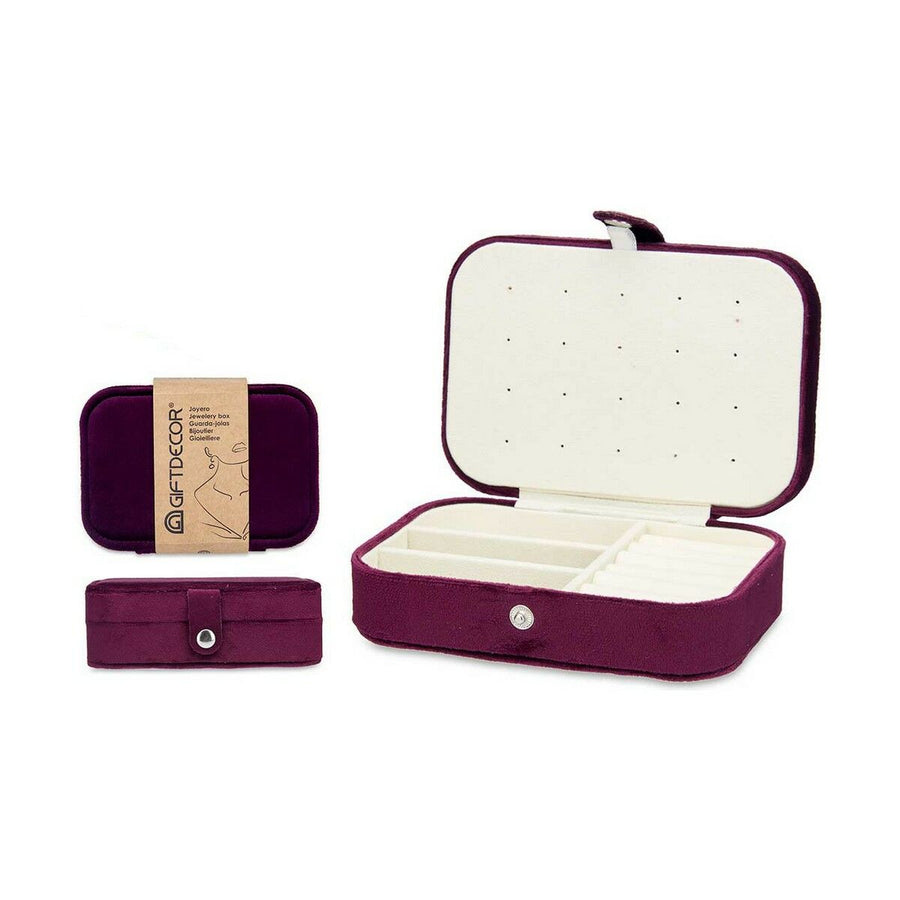 Jewelry box Velvet Burgundy (16,2 x 6 x 11,5 cm) (12 Units)